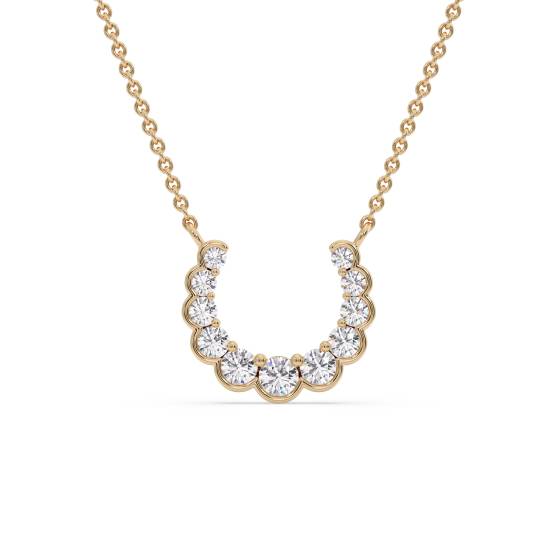 Round Diamond Set Horseshoe Necklace