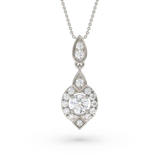0.60ct Vintage Diamond Drop Pendant and Chain