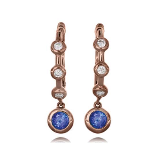 0.45ct Blue Sapphire and Diamond Bezel Set Hoop Earrings