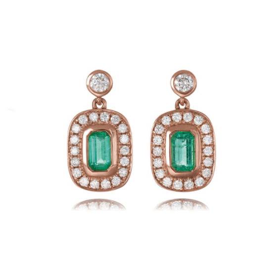 0.40ct Emerald and Diamond Drop Earrings