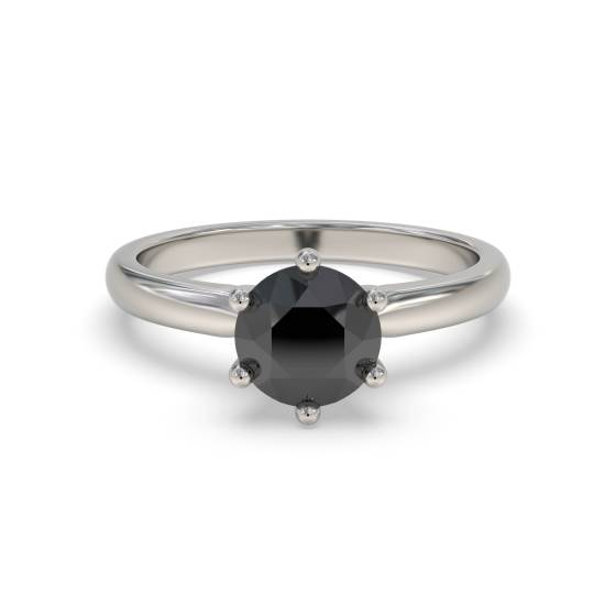 Round Black Diamond Solitaire Ring