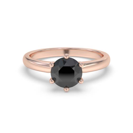 Round Black Diamond Solitaire Ring