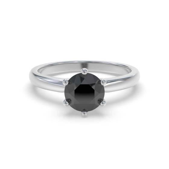 Round Black Diamond Solitaire Ring
