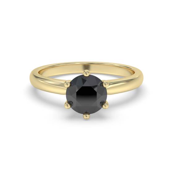 Round Black Diamond Solitaire Ring