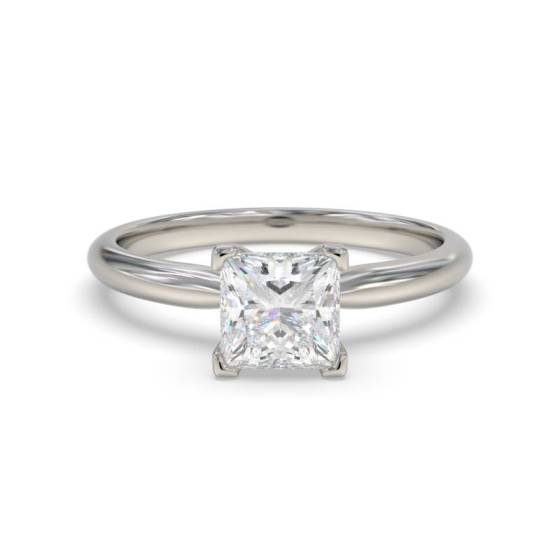 0.90ct VS2/H Natural Princess Diamond Solitaire Ring in Platinum