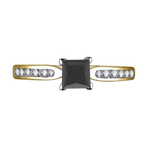 Princess Black Diamond Shoulder Set Ring