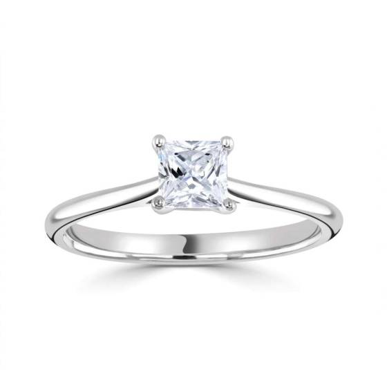 0.70ct I1/H Natural Princess Diamond Solitaire Ring in Platinum