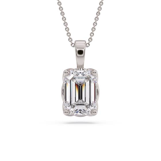 Emerald Diamond Solitaire Pendant