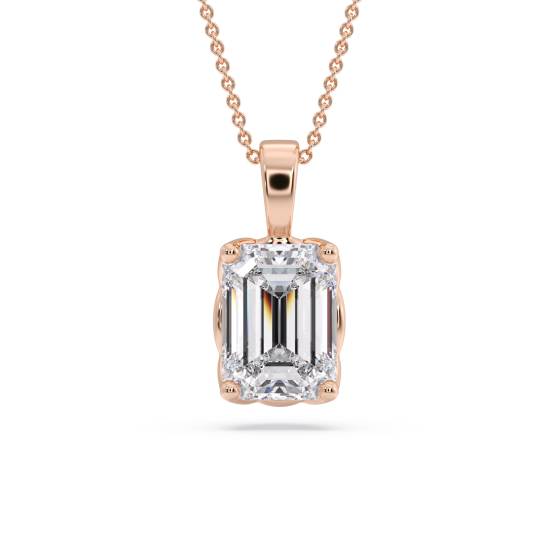 Emerald Diamond Solitaire Pendant