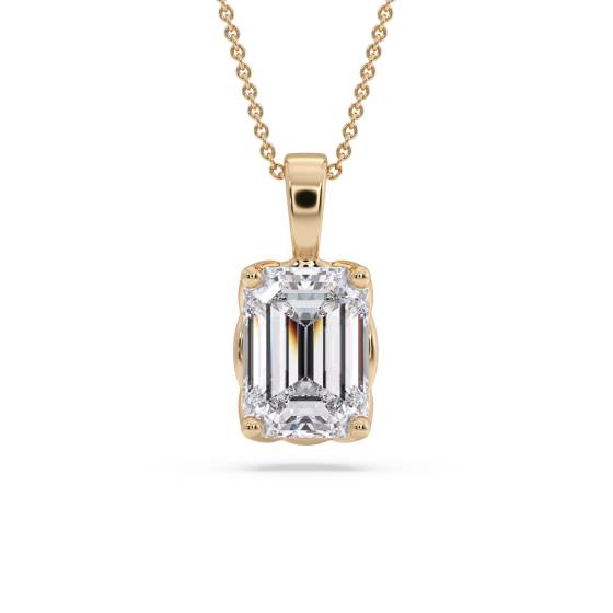 Emerald Diamond Solitaire Pendant