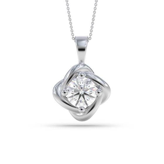 Love Knot Round Diamond Solitare Pendant