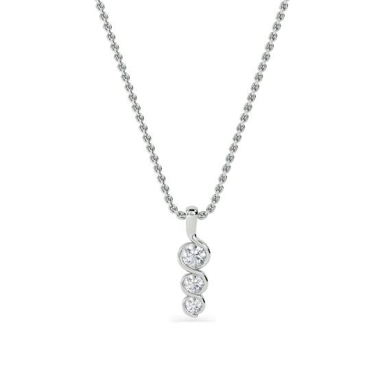 0.75ct VS/F-G Modern Natural Round Diamond Trilogy Pendant in 18k White Gold