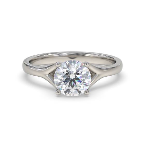 0.52ct VS2/F Round Natural Diamond Solitaire Ring