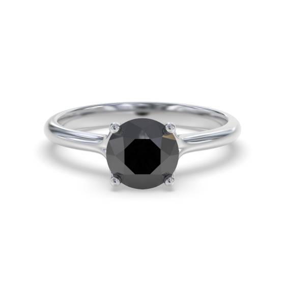Round Black Diamond Solitaire Ring
