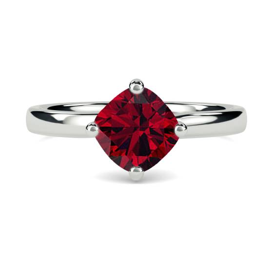 Classic Cushion ruby Solitaire Ring