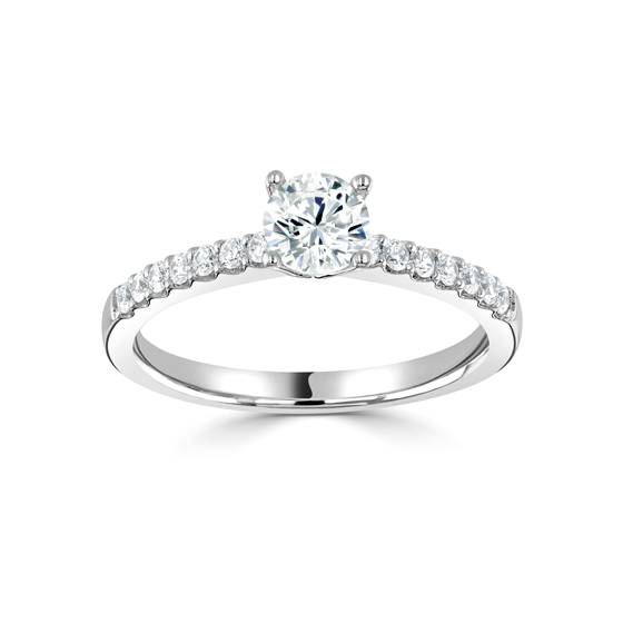 1.50ct SI2/F Natural Round Diamond Shoulder Set Ring in Platinum