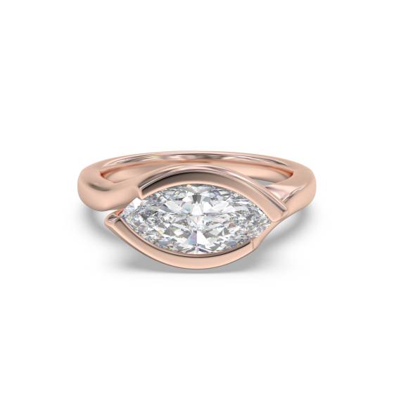 Marquise Diamond Bezel Set Engagement Ring