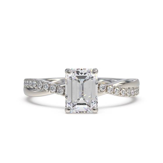Infinity Emerald and Round Diamond Engagement Ring
