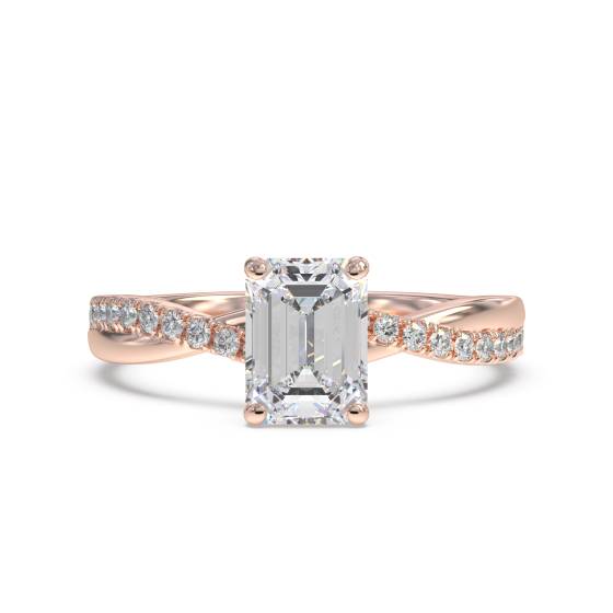 Infinity Emerald and Round Diamond Engagement Ring