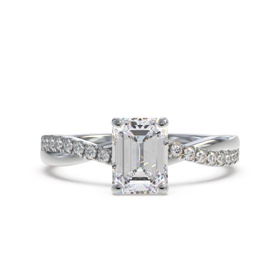 Infinity Emerald and Round Diamond Engagement Ring