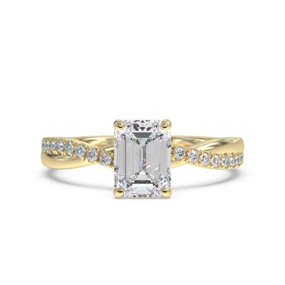 Infinity Emerald and Round Diamond Engagement Ring