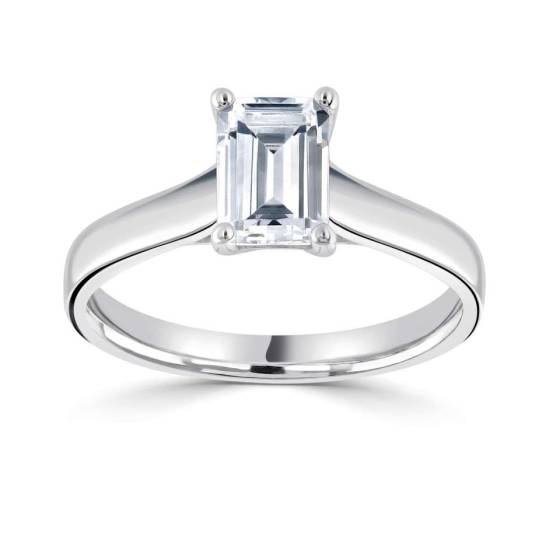 1.00ct VVS2/E Lab Grown Emerald Diamond Solitaire Engagement Ring in Platinum