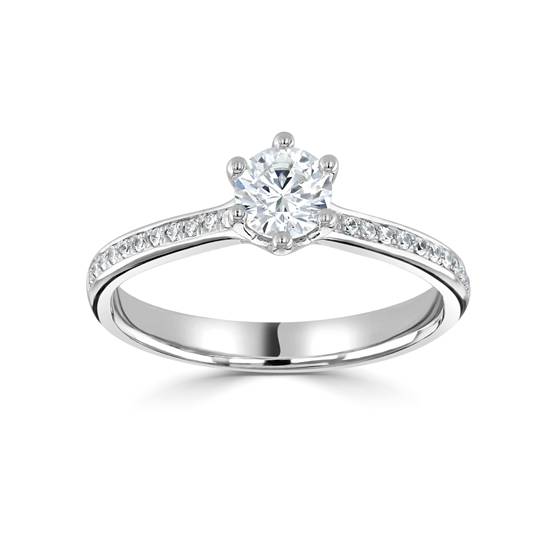 1.30ct I1/G Natural Round Diamond Shoulder Set Ring in Platinum