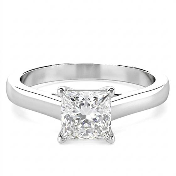 0.50ct I1/ Natural Princess Cut Diamond Solitaire Ring in Platinum