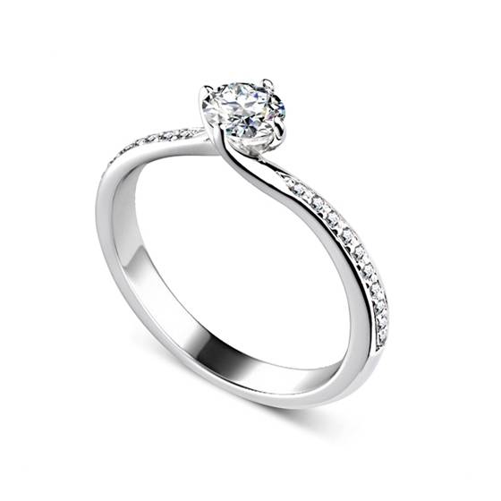 0.85ct VS1/G Natural Diamond Shoulder Set Ring in Platinum