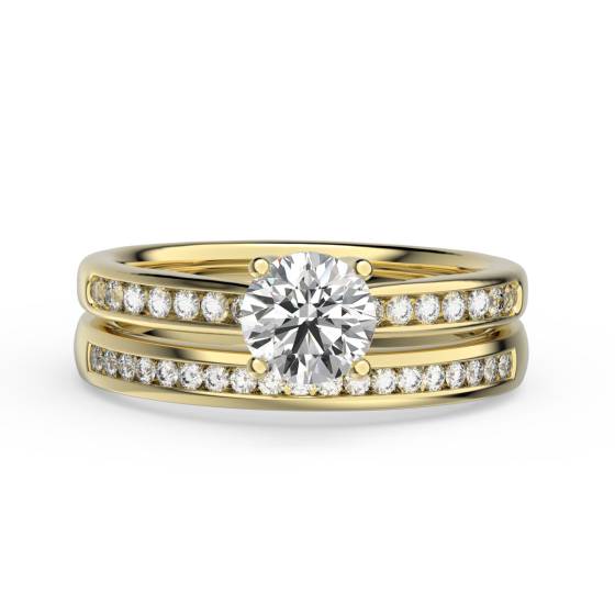 Round Diamond Shoulder Set Bridal Set
