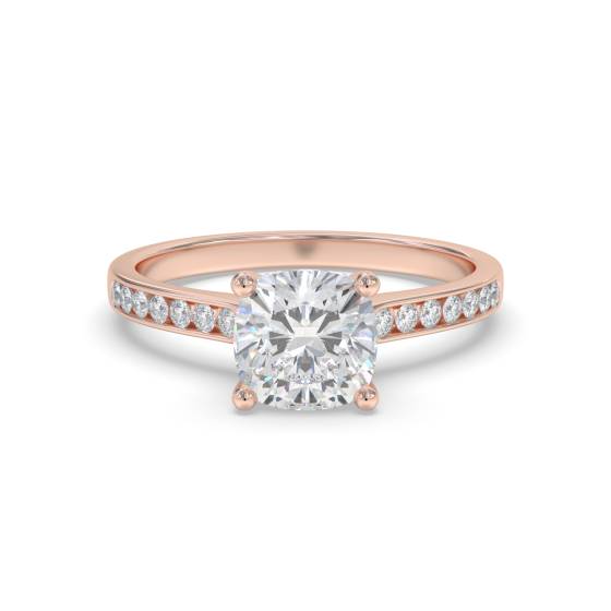 Cushion Diamond Shoulder Set Engagement Ring