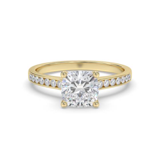 Cushion Diamond Shoulder Set Engagement Ring