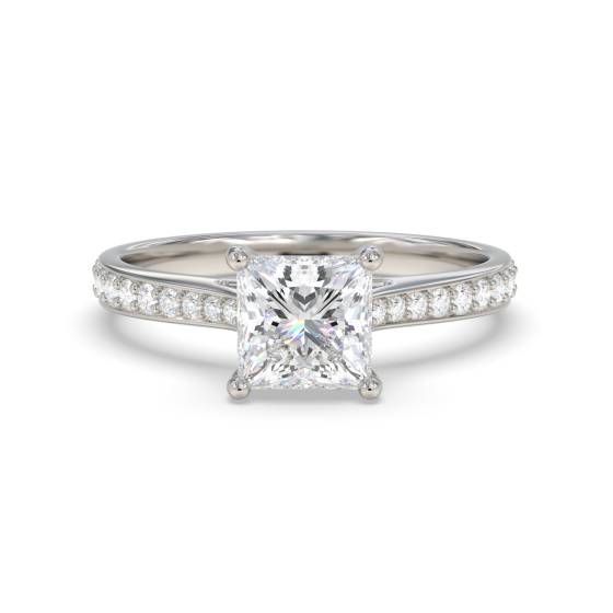 Princess & Round Diamond Engagement Ring