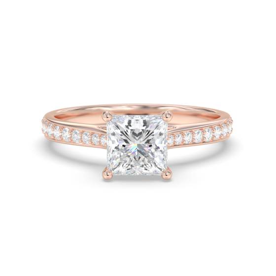 Princess & Round Diamond Engagement Ring