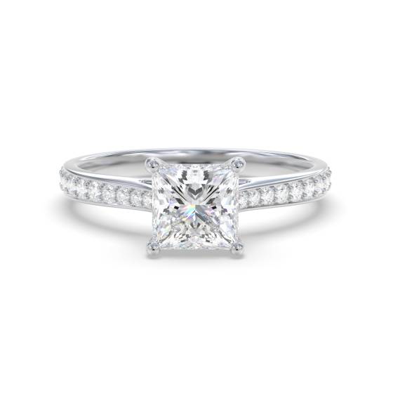 Princess & Round Diamond Engagement Ring