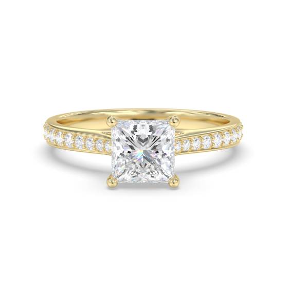 Princess & Round Diamond Engagement Ring