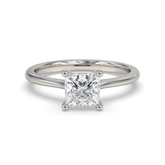 1.03ct SI2/F Natural Princess Diamond Engagement Ring in Platinum