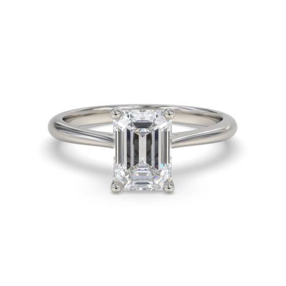 Emerald Diamond Solitaire Engagement Ring