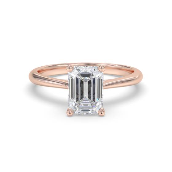 Emerald Diamond Solitaire Engagement Ring