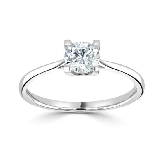 0.90ct SI1/E Natural Round Diamond Solitaire Ring in Platinum