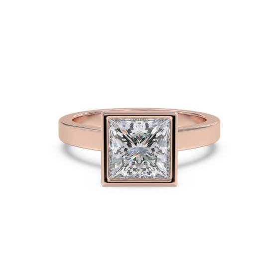 Princess Diamond Bezel Set Engagement Ring