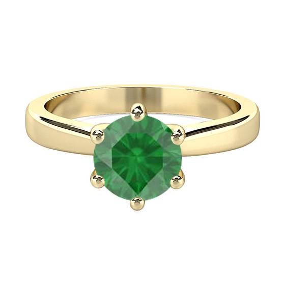 Classic Round Emerald Solitaire Ring