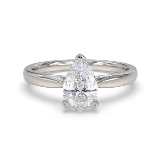 0.45ct SI2/F Natural Pear Diamond Solitaire Ring in Platinum