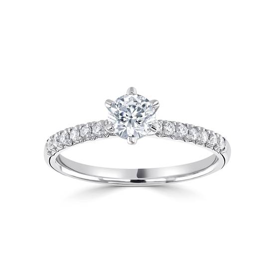 1.30ct SI2/H Natural Round Diamond Shoulder Set Ring in Platinum