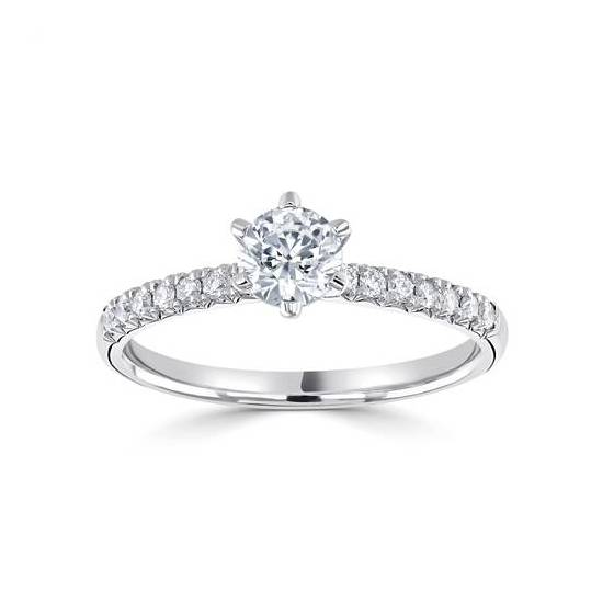 1.40ct I1/H Natural Round Diamond Shoulder Set Engagement Ring in Platinum