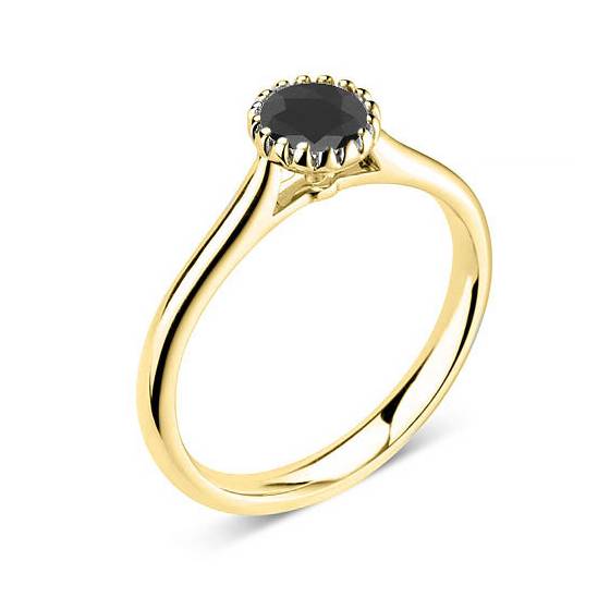 Black Diamond Solitaire Ring