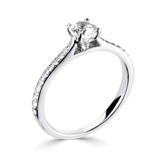1.25ct I1/G Natural Round Diamond Shoulder Set Engagement Ring in Platinum