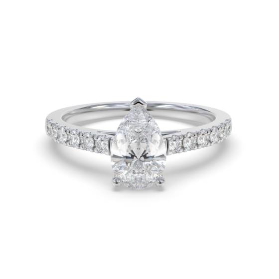 Pear Diamond Shoulder Set Engagement Ring
