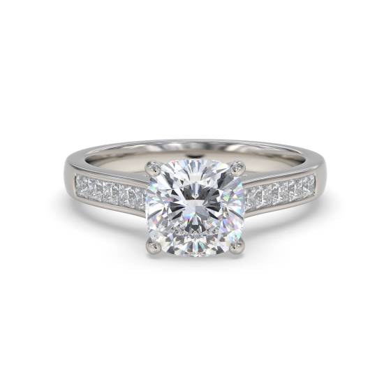 Cushion Diamond Shoulder Set Ring