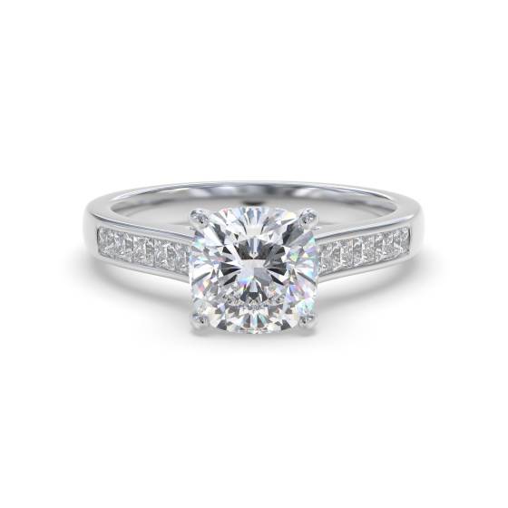 Cushion Diamond Shoulder Set Ring